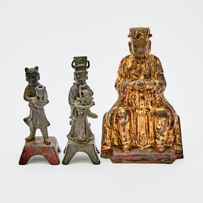 Lot 74 - Three Chinese Cast Bronze Daoist Figures