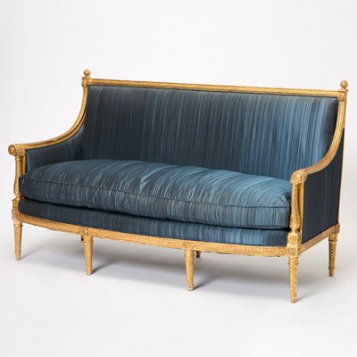 Lot 469 - Louis XVI Upholstered Carved Giltwood Sofa