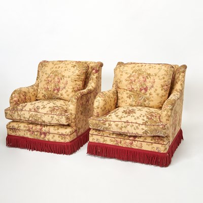 Lot Pair of English Upholstered Club Chairs by Geoffrey Bennison