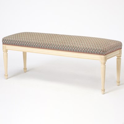 Lot 590 - Louis XVI Style Upholstered Painted Wood Bench