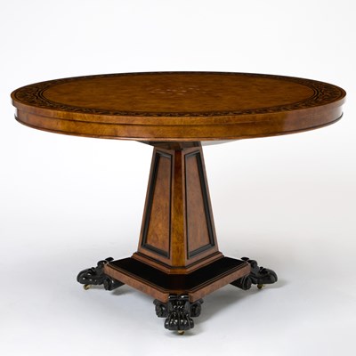 Lot Baker Regency Style Ebony Inlaid Burl Ash Center Table
