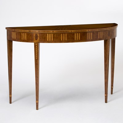 Lot 602 - Baker George III Style Inlaid Mahogany Demilune Console