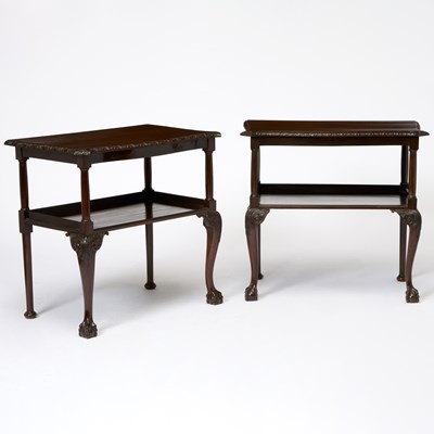 Lot 620 - Pair of George III Style Mahogany Two-Tier Tables