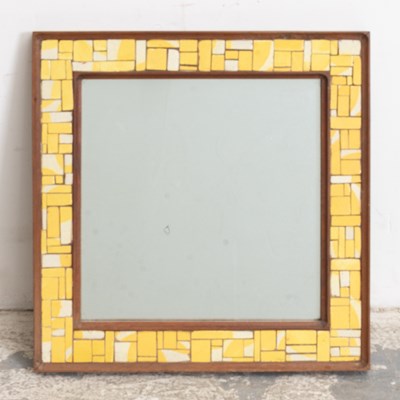 Lot 31 - Ceramic and Mahogany Mosaic Mirror