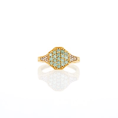 Lot 1233 - Rose Gold, Green Sapphire and Diamond Ring