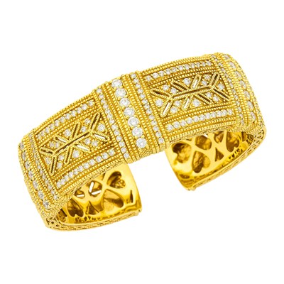Lot 50 - Judith Ripka Gold and Diamond Cuff Bangle Bracelet