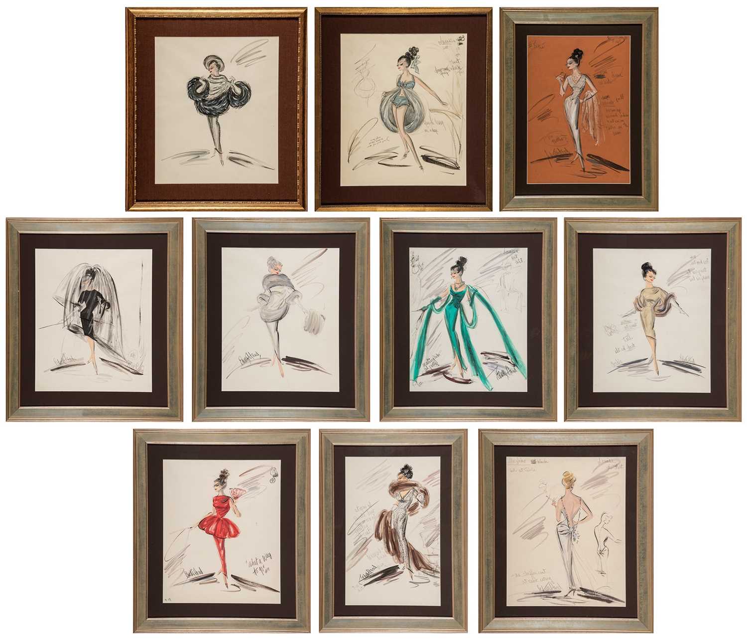Lot 141 - Ten original Edith Head costume sketches for Shirley MacLaine in What a Way to Go