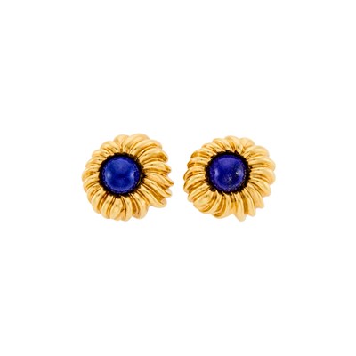 Lot 1001 - Tiffany & Co. Pair of Gold and Lapis Earclips