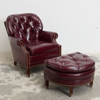 Lot 15 - Leather Upholstered Chesterfield Club Chair and Ottoman