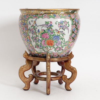 Lot 39 - Chinese Polychrome Decorated Porcelain Fish Bowl