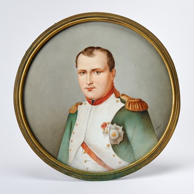 Lot 640 - Continental Gilt-Metal Framed Porcelain Portrait Plaque of Napoleon Bonaparte
