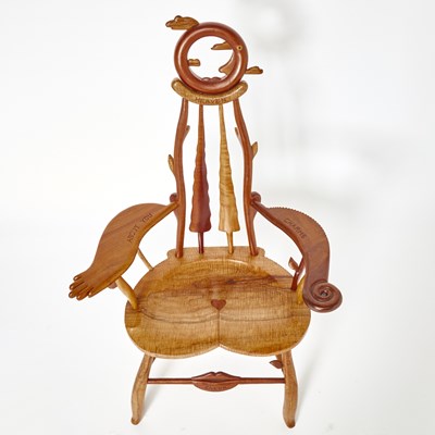 Lot 425 - Tommy Simpson Studio Mixed Woods Armchair
