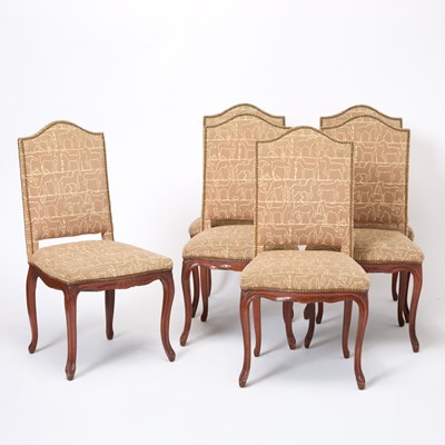 Lot 112 - Set of Six Louis XV Style Walnut Side Chairs
