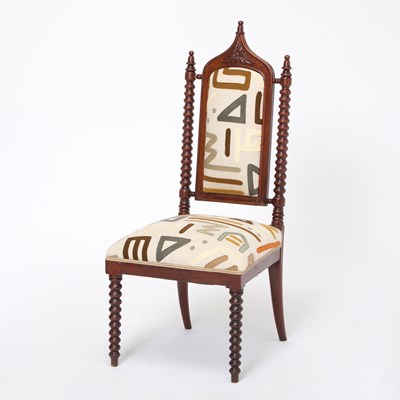 Lot 271 - Gothic Revival Style Walnut Upholstered Side Chair