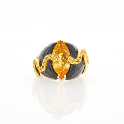 Lot 1224 - Gold, Black Onyx, Citrine and Yellow Sapphire Ring