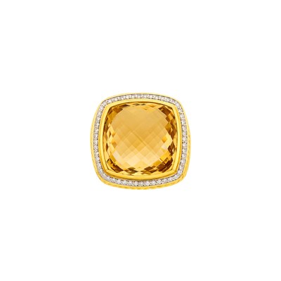 Lot 104 - David Yurman Two-Color Gold, Citrine and Diamond Ring