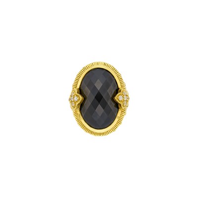 Lot 15 - Judith Ripka Gold, Black Onyx and Diamond Ring