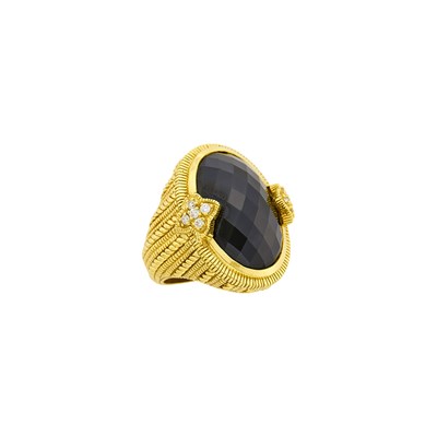 Lot 15 - Judith Ripka Gold, Black Onyx and Diamond Ring
