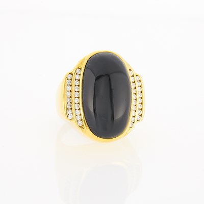 Lot 1178 - Gold, Black Onyx and Diamond Ring