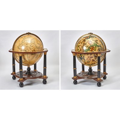 Lot Pair of Celestial and Terrestrial Library Globes