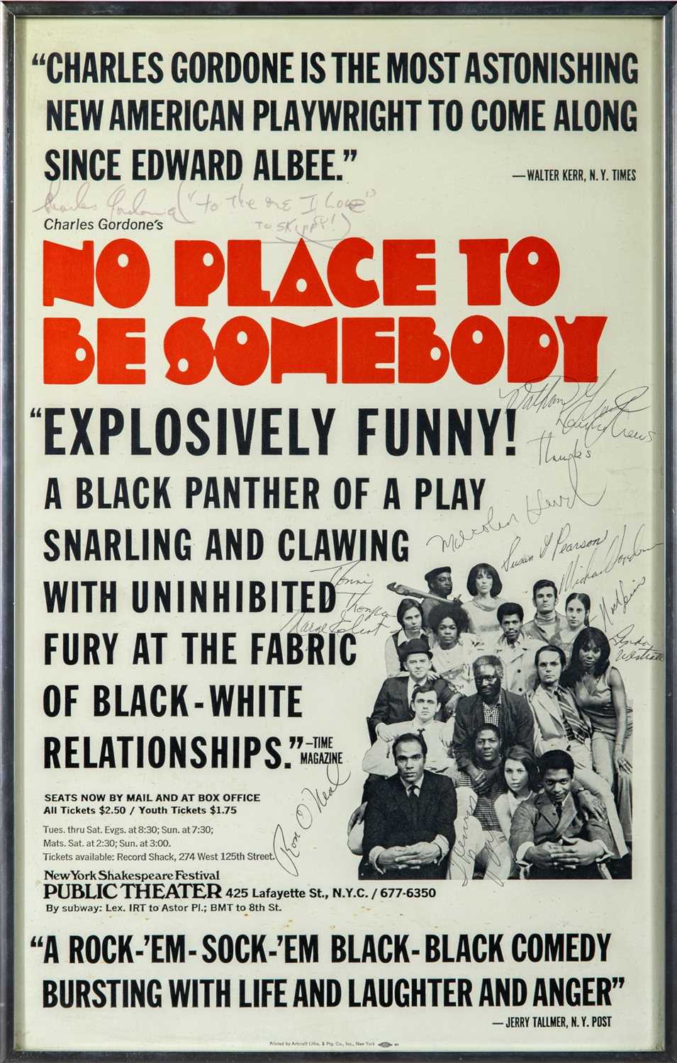Lot 190 - A signed poster for the Pulitzer-winning play No Place to Be Somebody