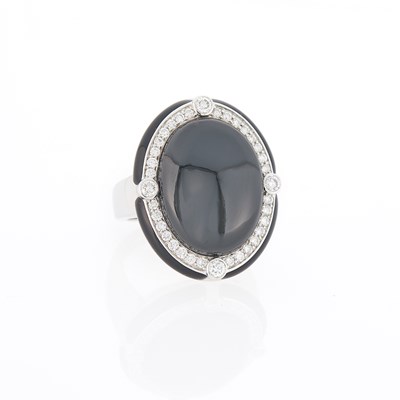 Lot 1121 - Ivanka Trump White Gold, Black Onyx, Enamel and Diamond Ring