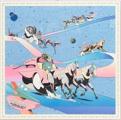 Lot 154 - Framed Hermes 'Space Derby' Silk Scarf