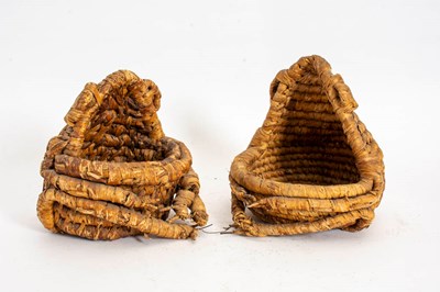Lot 376 - Pair of Frog Form Woven Baskets