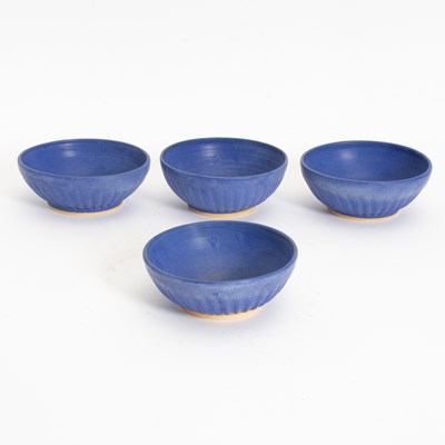 Lot 350 - Set of Four Blue Painted Ceramic Bowls