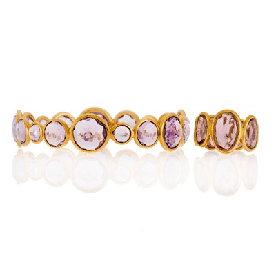 Lot 2039 - Gold and Pink Tourmaline Ring and Ippolita Gold and Amethyst Bangle Bracelet