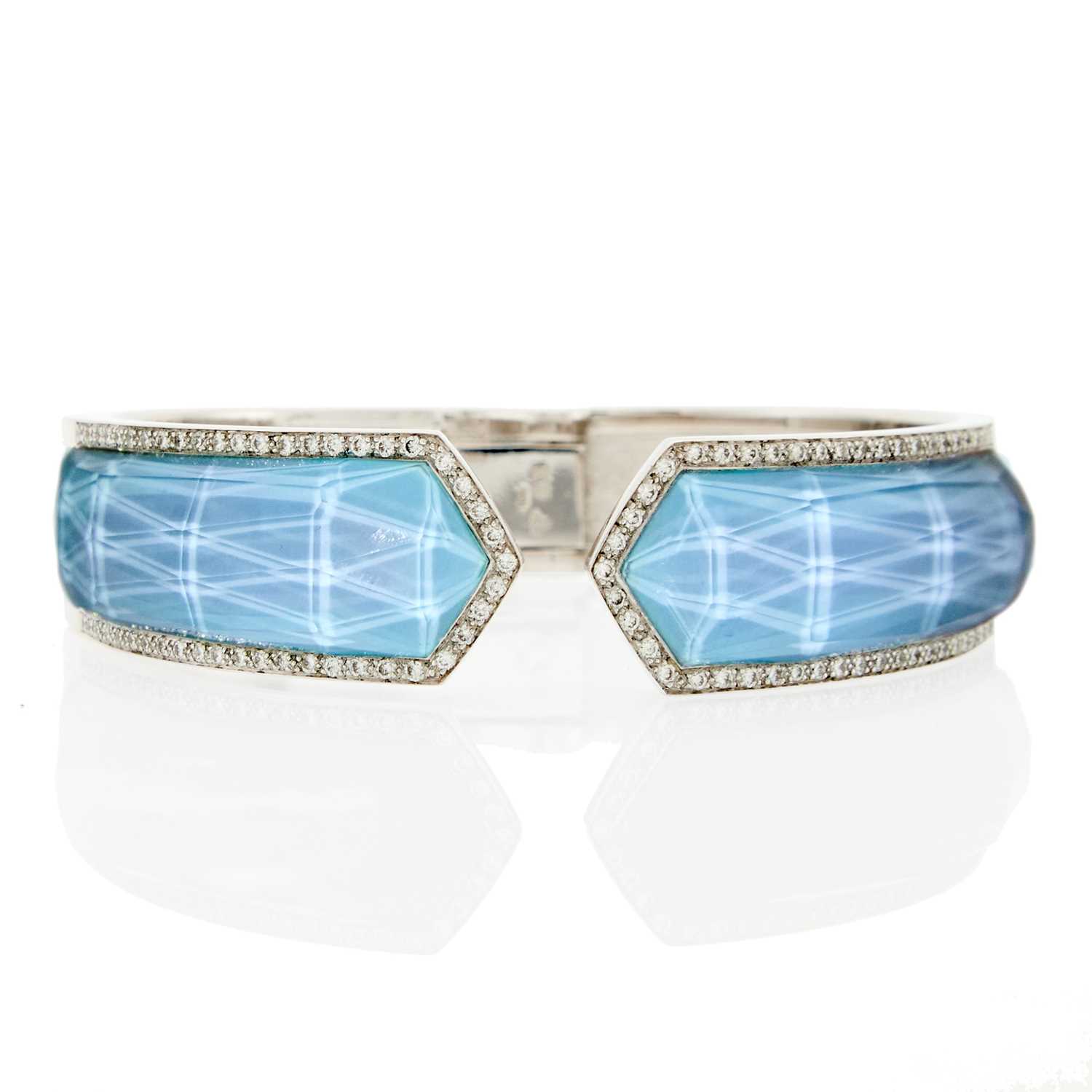 Lot 1049 - Stephen Webster White Gold, Quartz, Turquoise and Diamond 'Crystal Haze' Bangle Bracelet