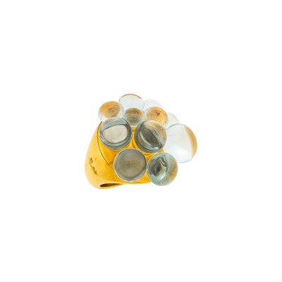 Lot 2 - Pomellato Gold and Cabochon Aquamarine 'Mora' Ring