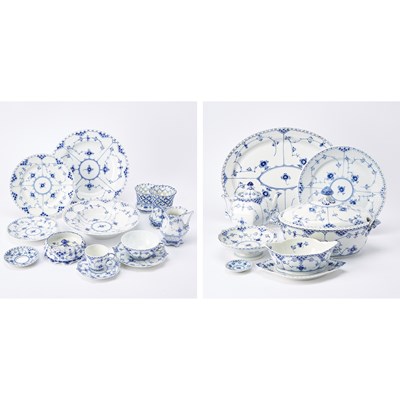 Lot 572 - Assembled Royal Copenhagen Porcelain Blue Fluted Full Lace Pattern Dinner Service
