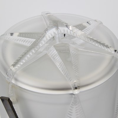 Lot 546 - Lalique Chromed Metal-Mounted Molded Glass "Rhodes" Pattern Ice Bucket and Cover