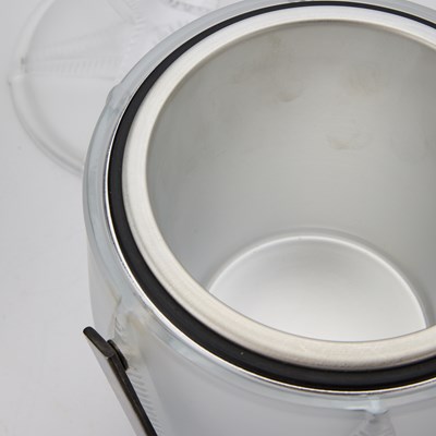 Lot 546 - Lalique Chromed Metal-Mounted Molded Glass "Rhodes" Pattern Ice Bucket and Cover