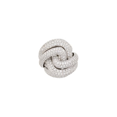 Lot 49 - White Gold and Diamond Knot Ring