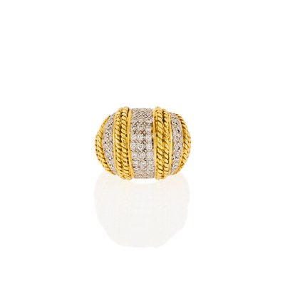 Lot 1018 - Two-Color Gold and Diamond Ring