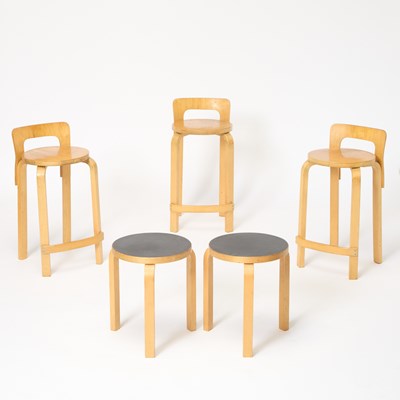 Lot 273 - Group of Five Alvaar Aalto for ICF Bentwood Stools