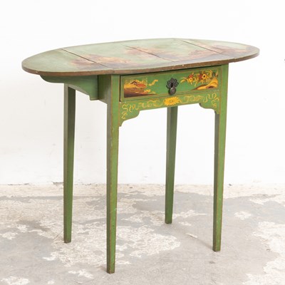 Lot 115 - George III Style Green Chinoiserie Painted Pembroke Table
