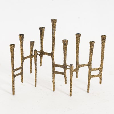 Lot 131 - Brutalist Style Gilt-Metal Hanukkah Menorah