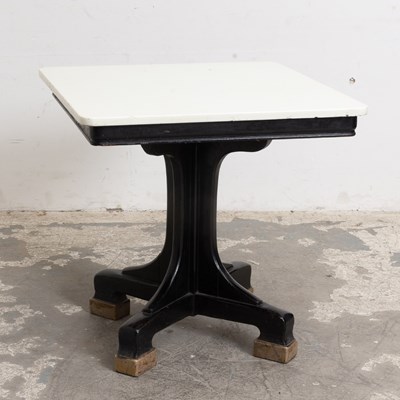 Lot 118 - Marble Top Black Painted Wood Cafe Table