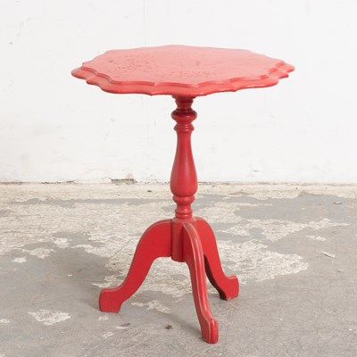Lot 110 - Red Painted Pie-Crust Candle Stand