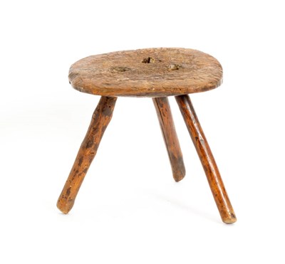 Lot 246 - Rustic Style Wooden Milking Stool