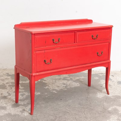 Lot 104 - Red Painted Chest of Drawers