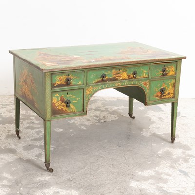 Lot 113 - George III Style Green Chinoiserie Painted Desk
