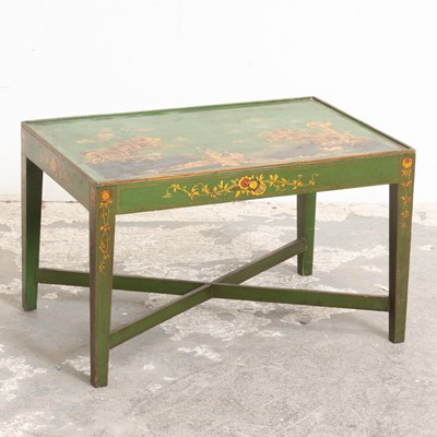 Lot 122 - George III Style Green Chinoiserie Painted Low Table
