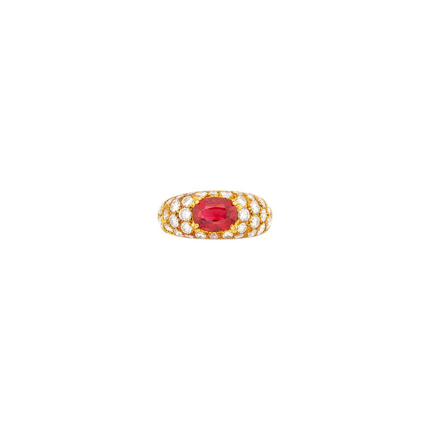 Lot 40 - Gold, Red Spinel and Diamond Ring