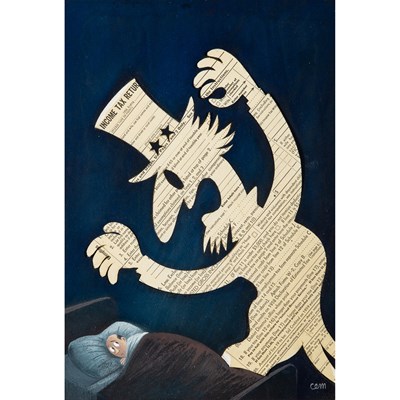 Lot 372 - Charles Elmer Martin's classic "bogeyman" cover from the 11 April 1959 issue of The New Yorker