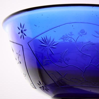Lot 58 - A Chinese Etched Blue Glass Bowl