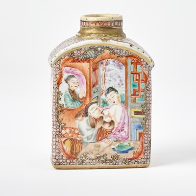 Lot 440 - Chinese Export Porcelain Erotic Tea Caddy